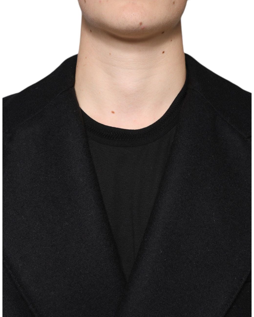 Dolce & Gabbana Black Wool Double Breasted Coat Jacket for men