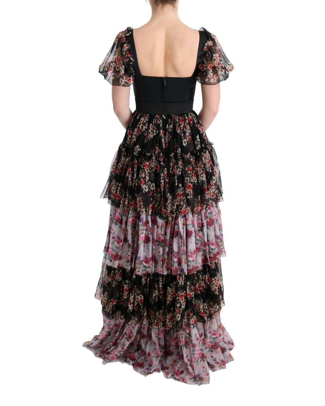 Dolce & Gabbana Multicolor Silk Stretch Floral Shift Long Dress Nylon