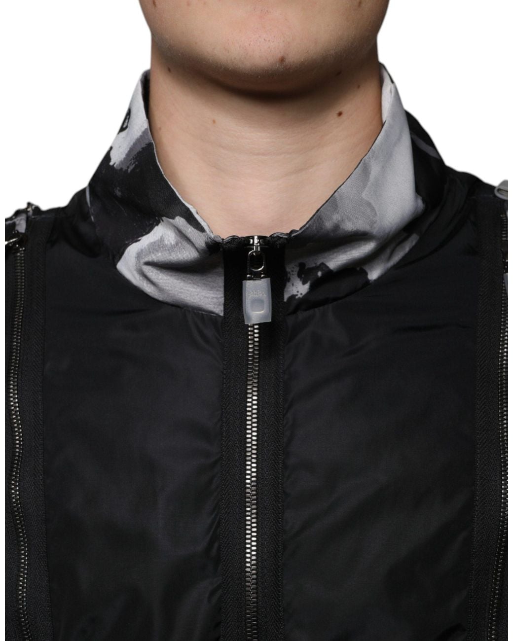 Dolce & Gabbana Black Nylon Full Zip Bomber Jacket for men