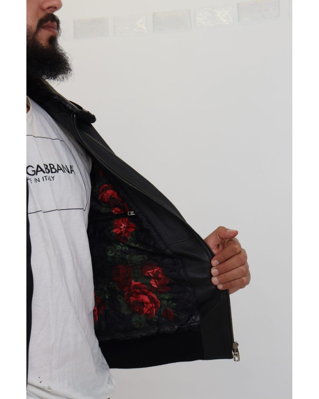 Dolce & Gabbana Black Lamb Leather Collared Coat Jacket for men