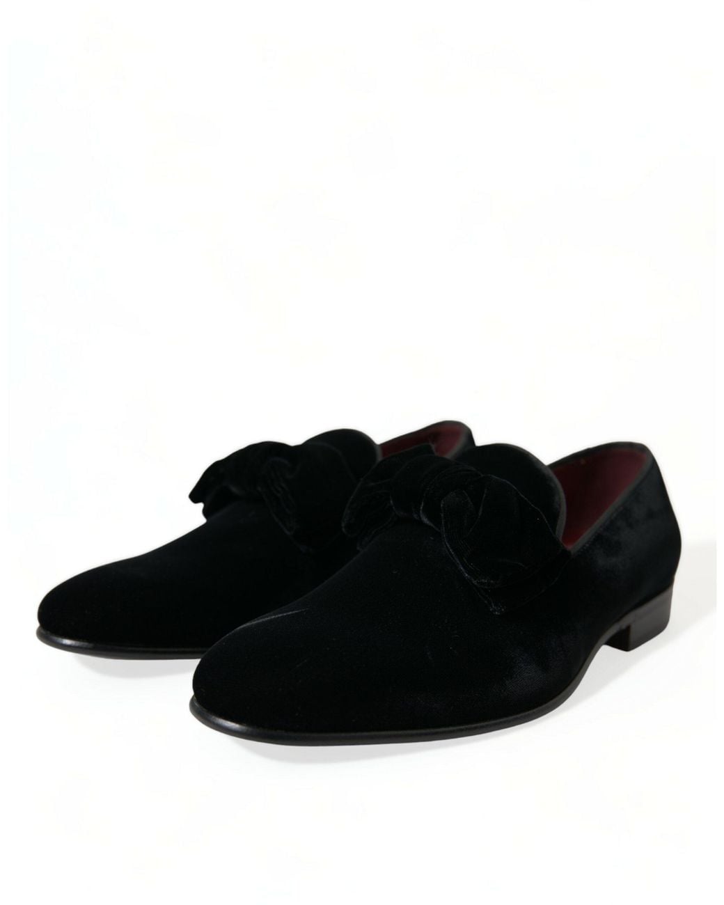 Dolce & Gabbana Black Velvet Loafers Formal Dress Shoes for men