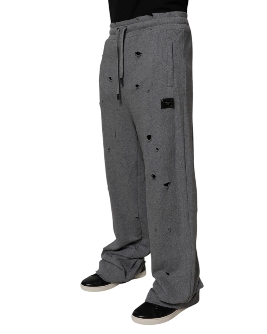 Dolce & Gabbana Gray Distressed Sweatpants Relaxed Fit for men