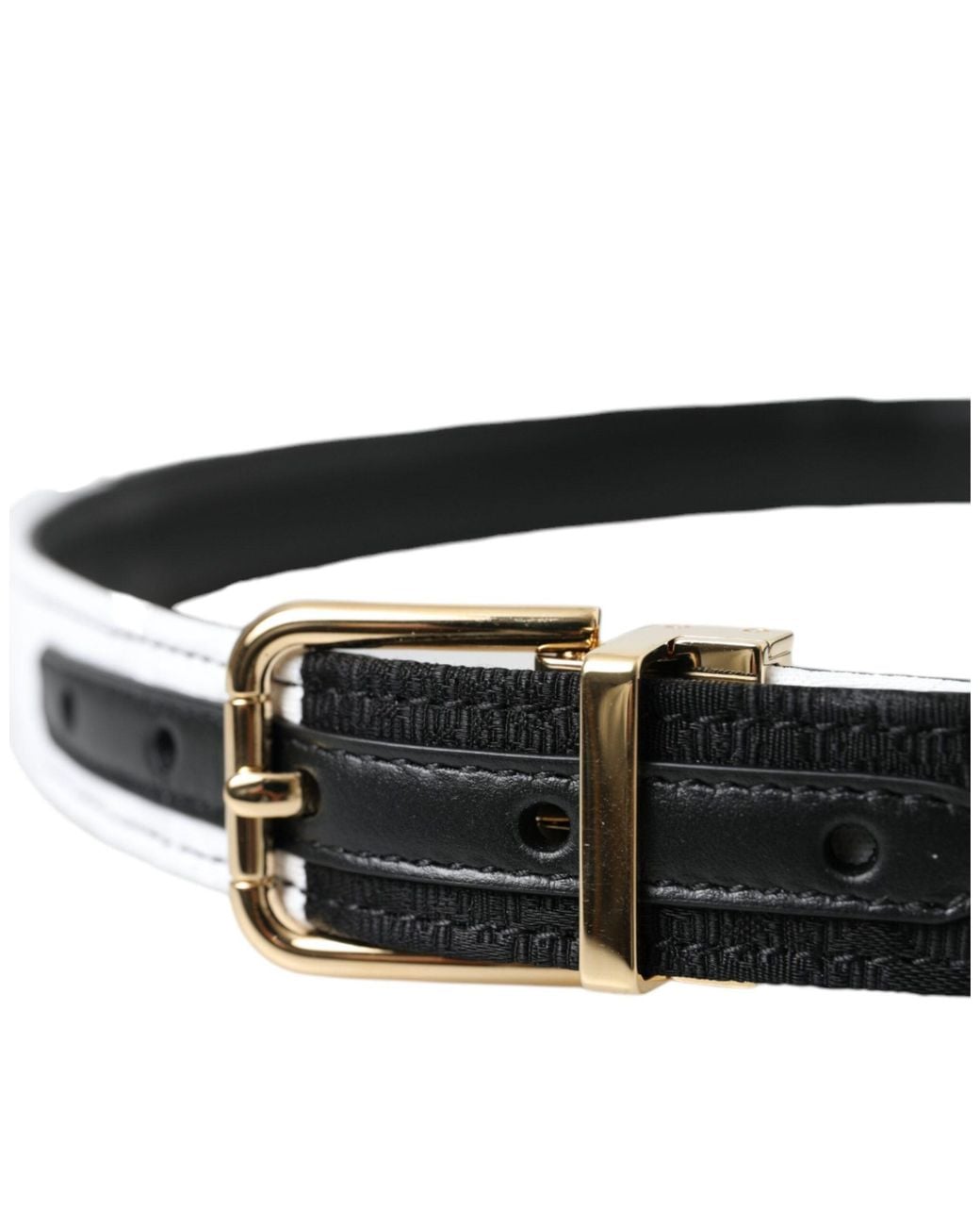 Dolce & Gabbana Black Patchwork Metal Buckle Belt