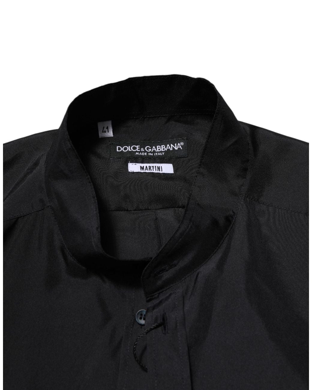 Dolce & Gabbana Black Dark Silk Martini Formal Dress Shirt for men