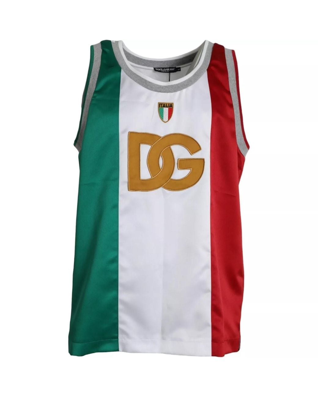 Dolce & Gabbana Black Sleeveless Top Italian Flag Basket T-Shirt for men