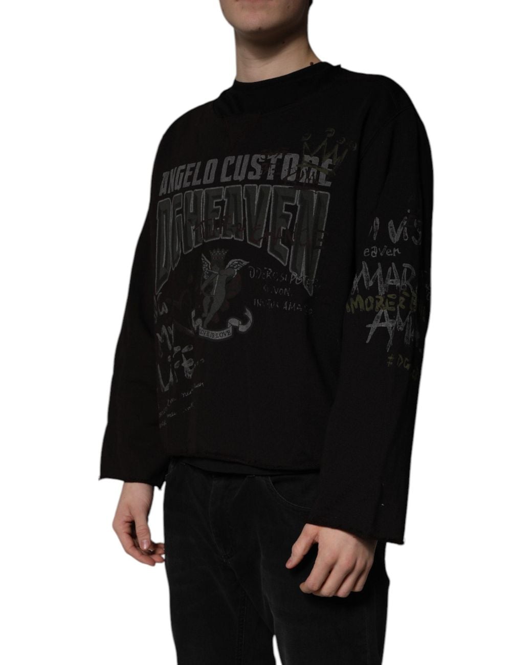 Dolce & Gabbana Black Graphic Sweatshirt Long Sleeve for men
