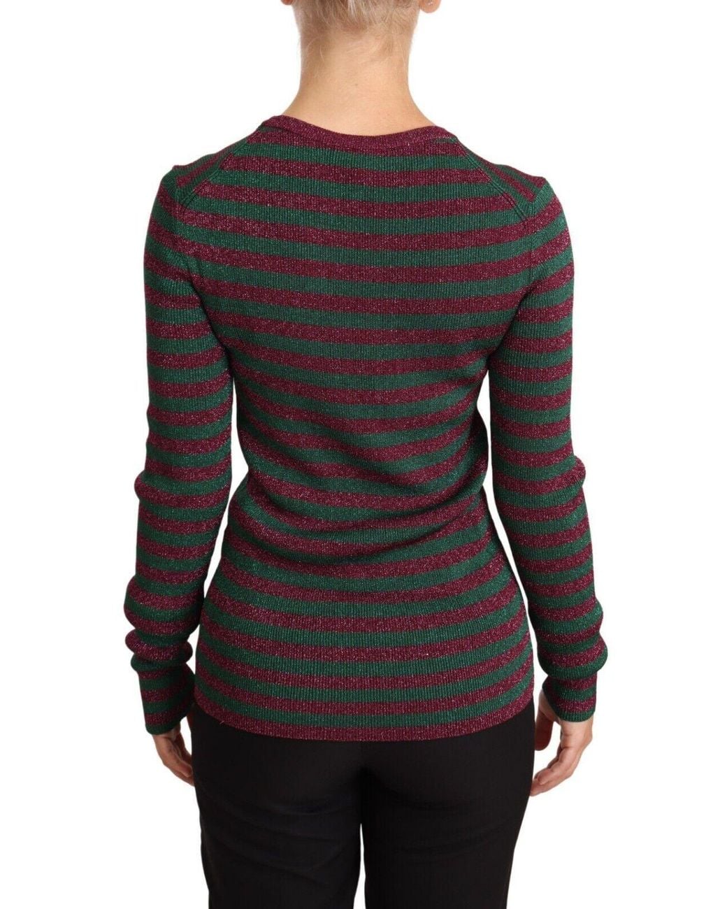 Dolce & Gabbana Blue Striped Crew Neck Pullover Sweater Viscose Clothing