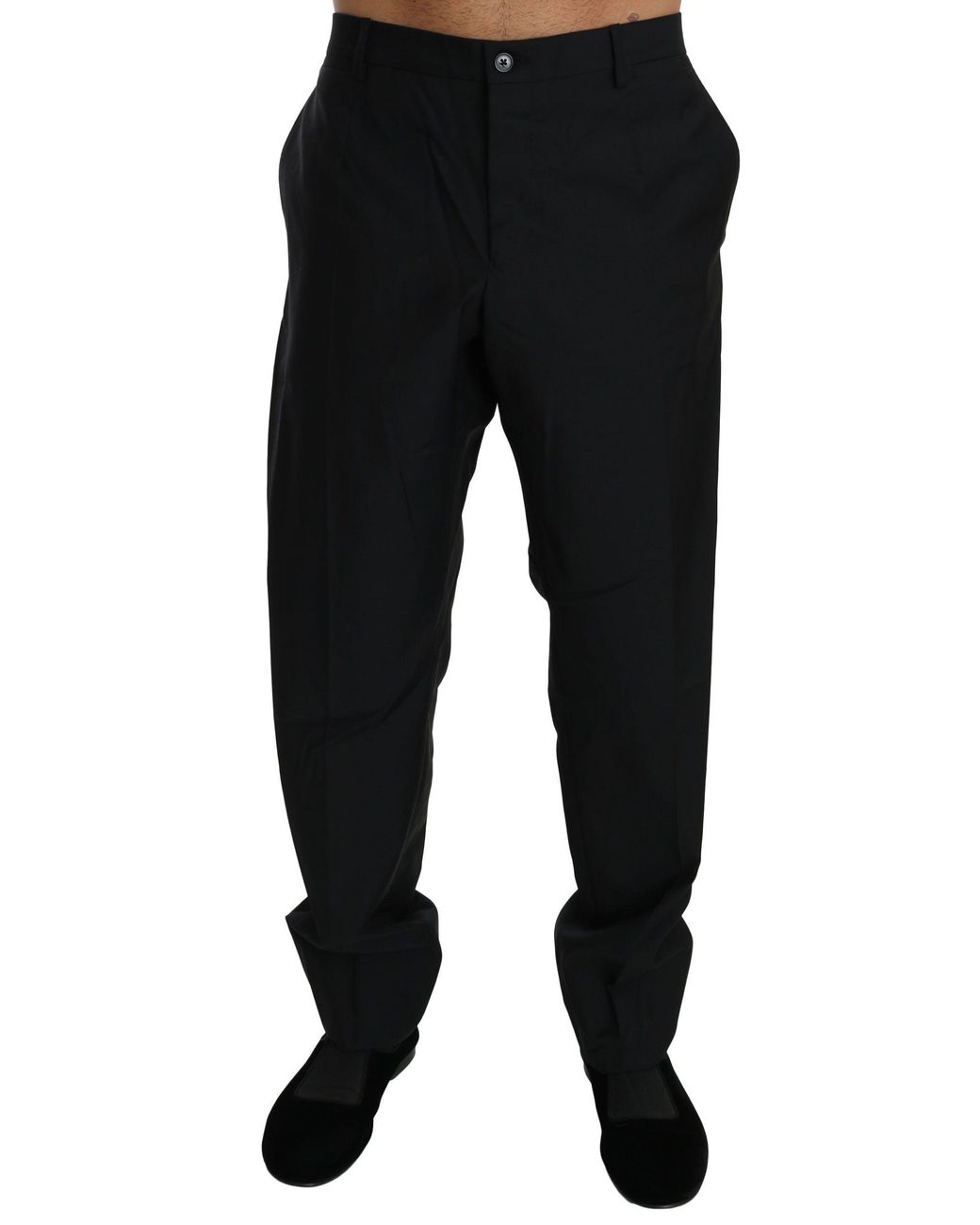 Dolce & Gabbana Black Elegant Wool Dress Pants for men