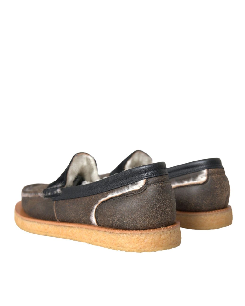Dolce & Gabbana Multicolor Fur Leather Loafers Shoes for men