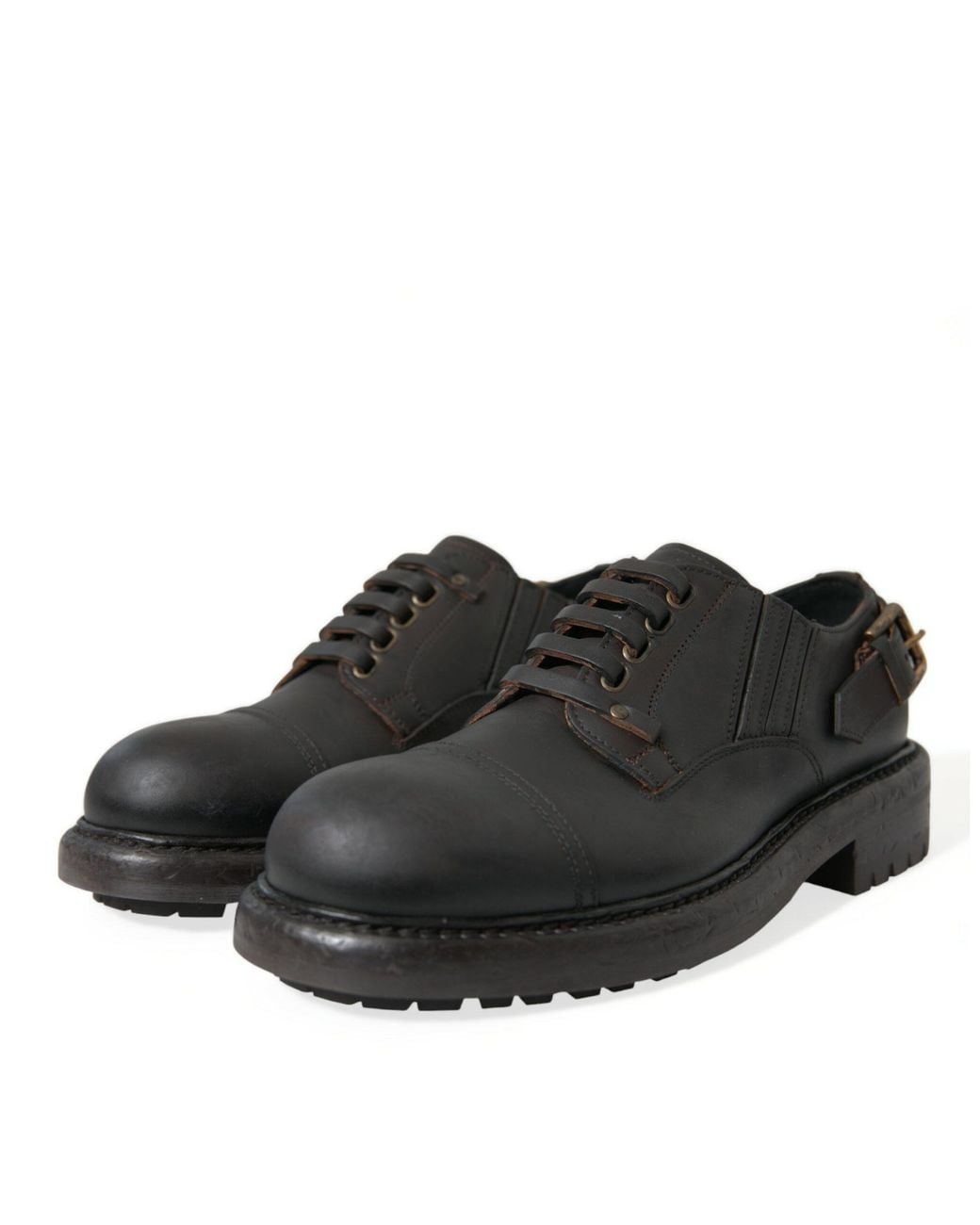 Dolce & Gabbana Black Leather Lace Up Derby Dress Shoes for men