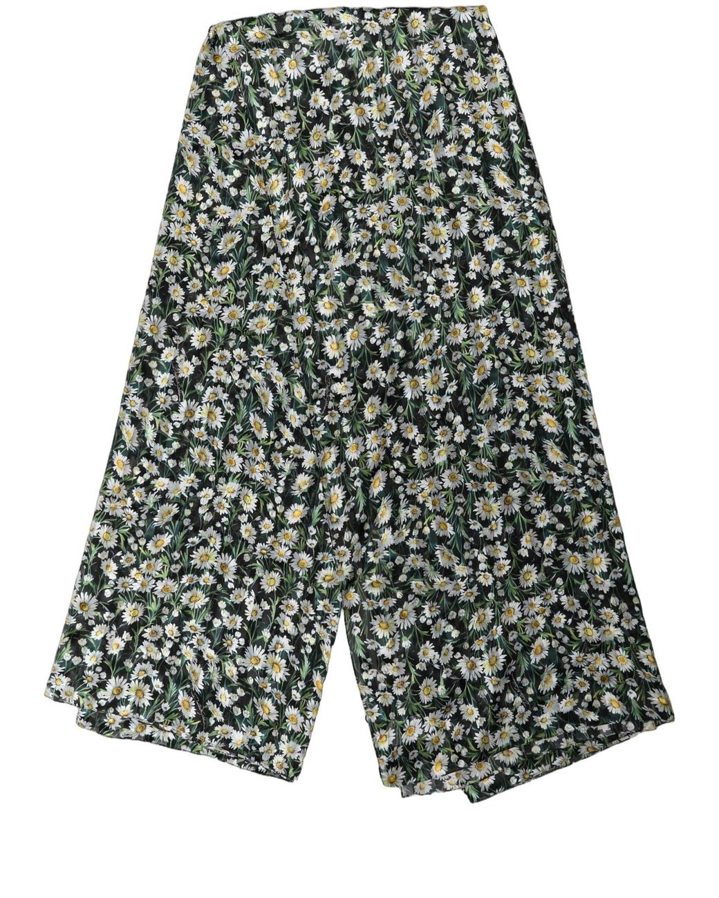 Dolce & Gabbana Green Silk Daisy Chiffon Long Stole Scarf