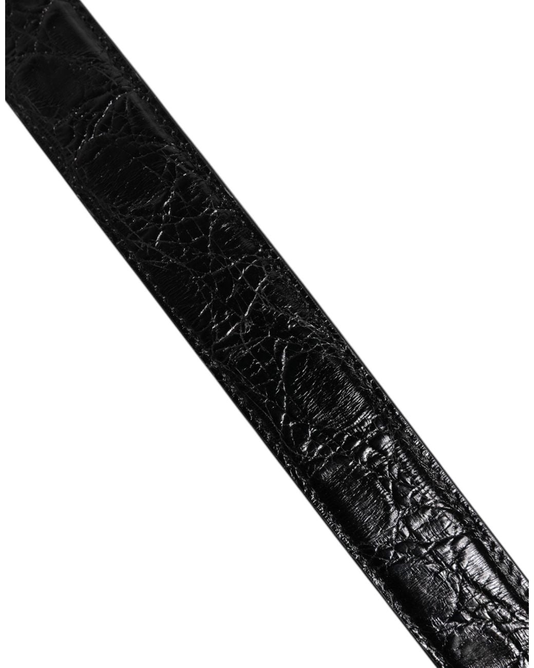 Dolce & Gabbana Black Alligator Leather Shoulder Bag Strap With Detailing