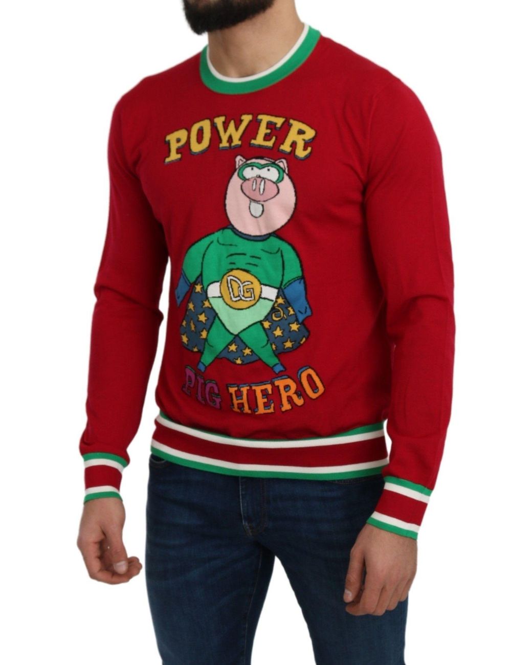 Dolce & Gabbana Dolce Gabbana Red Wool Silk Pig Of The Year Sweater for men