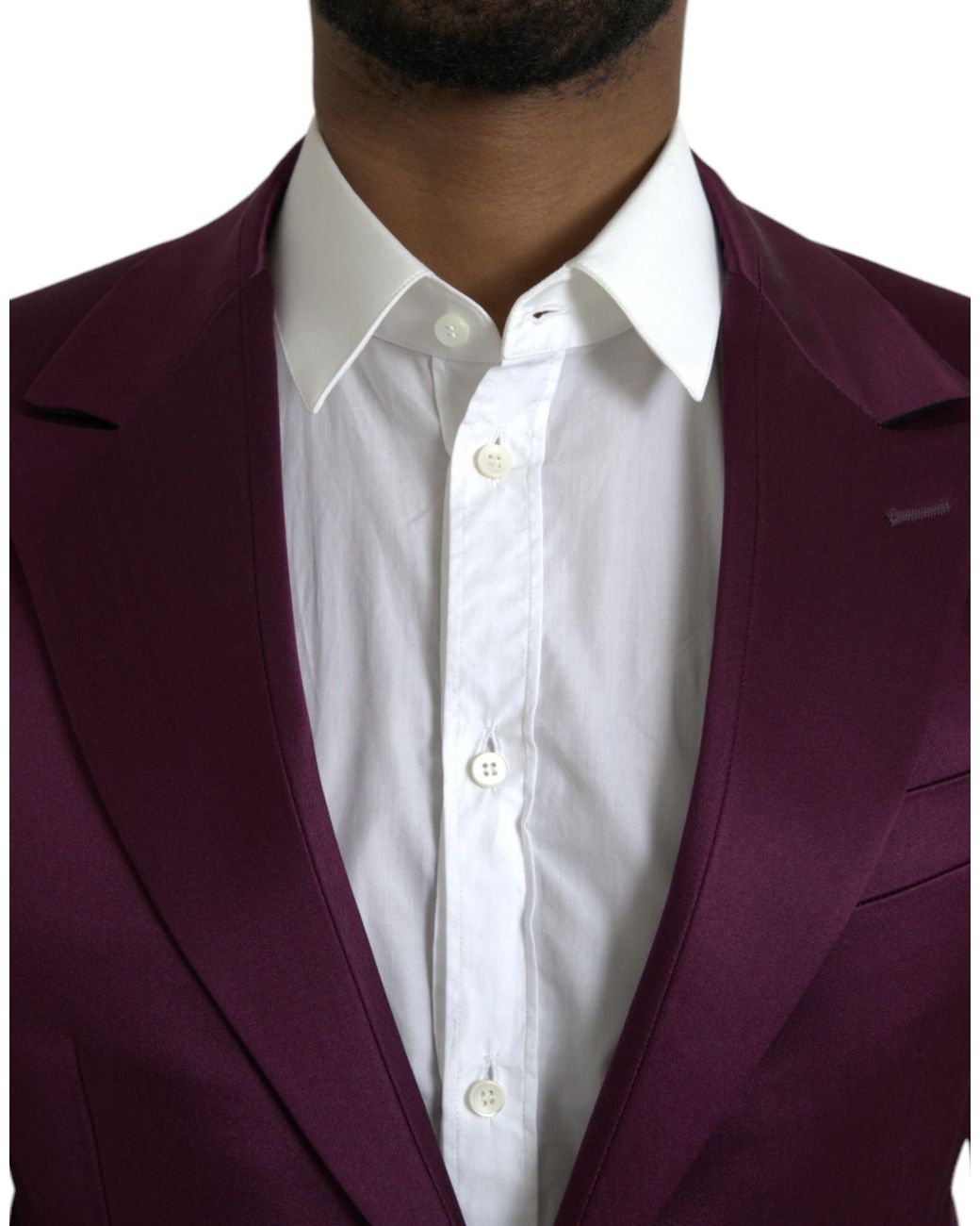 Dolce & Gabbana Purple Silk Single Breasted Coat Blazer for men