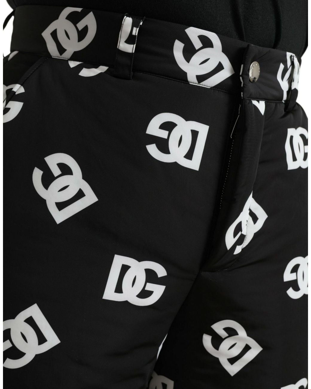 Dolce & Gabbana Black Logo Dg Print Wide Leg Pants for men