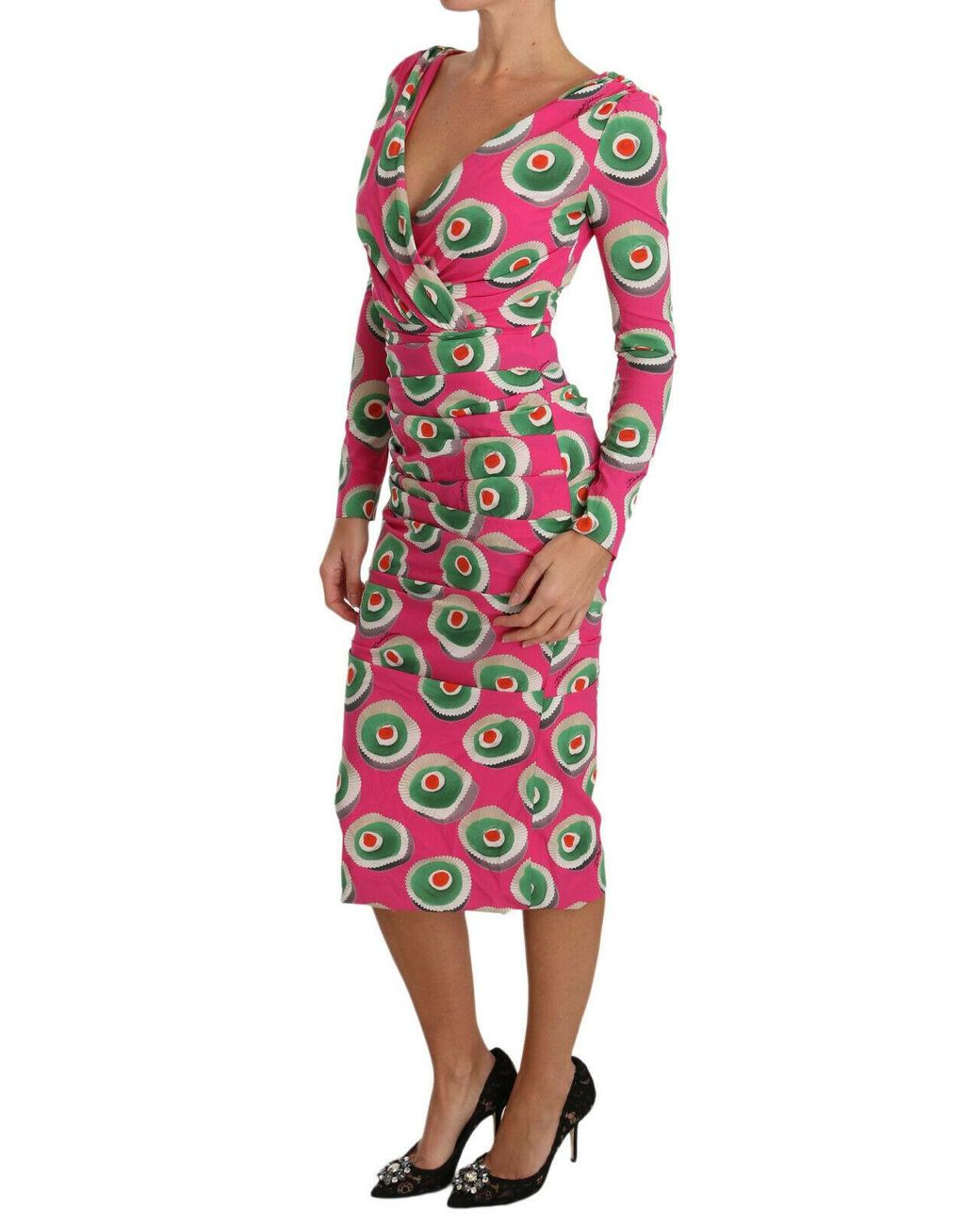 Dolce & Gabbana Silk Sheath Stretch Dress Pink Dr2016