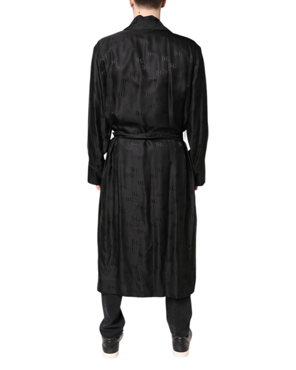 Dolce & Gabbana Black Belted Coats for men