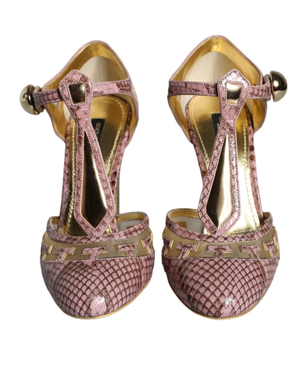 Dolce & Gabbana Brown Leather Pumps T-Strap Sandals Shoes