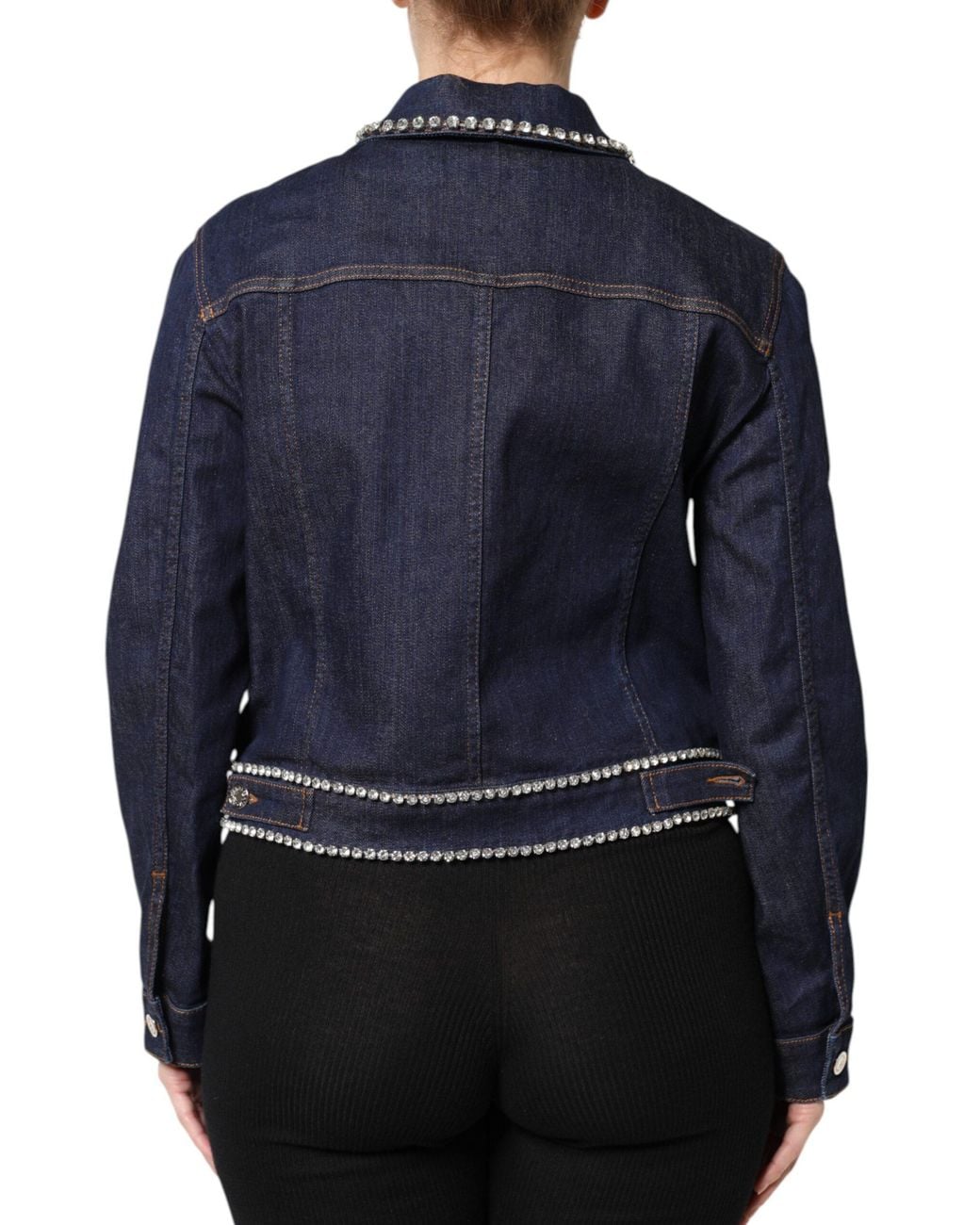 Dolce & Gabbana Blue Denim Cotton Crystal Embellished Jacket