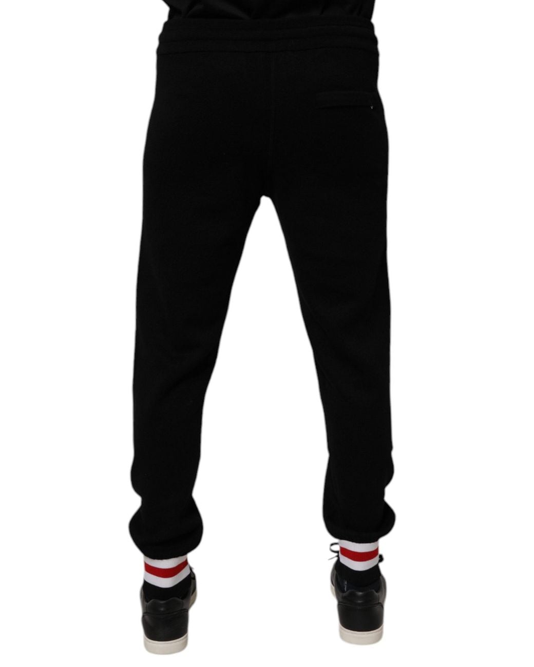 Dolce & Gabbana Black Wool Mid Waist Jogger Sweatmen's Pants for men