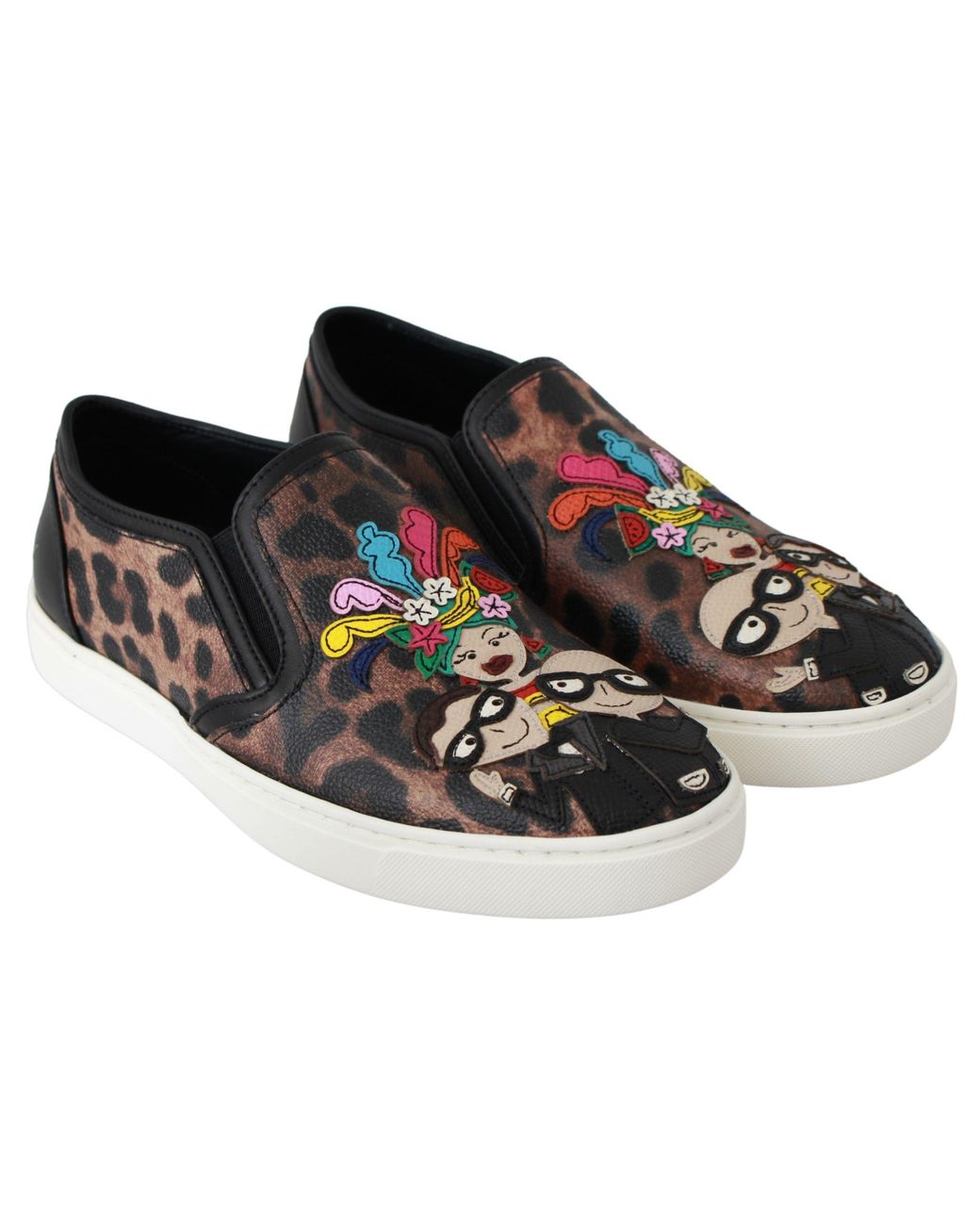Dolce & Gabbana Black Leather Leopard #Dgfamily Loafers Shoes