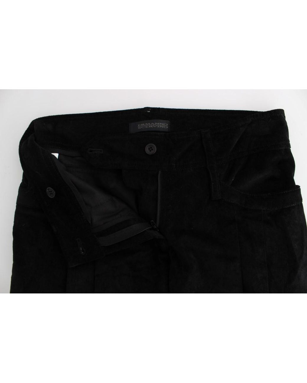 Ermanno Scervino Black Velvet Cotton Capri Bootcut Pants