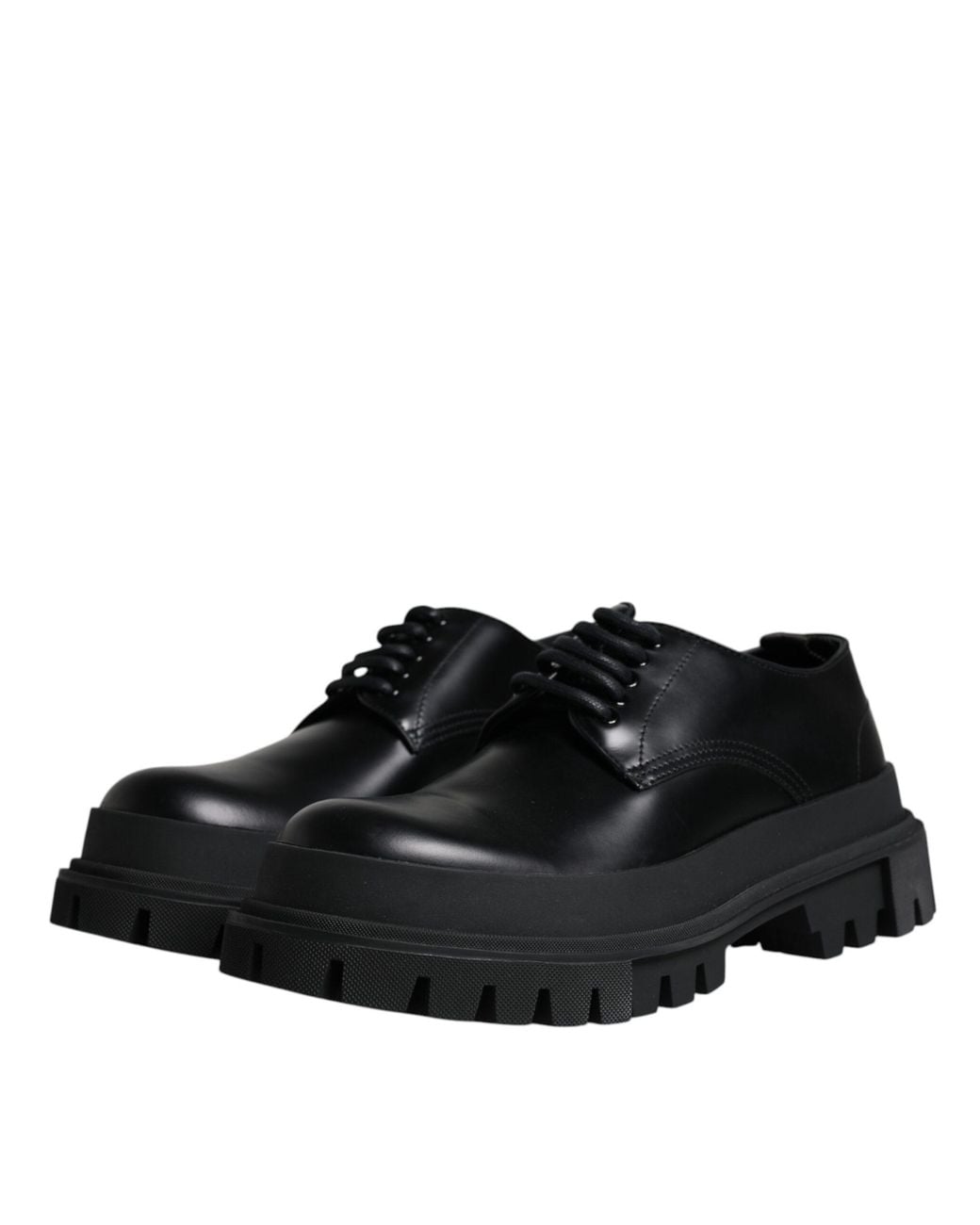 Dolce & Gabbana Black Leather Derby Shoes for men