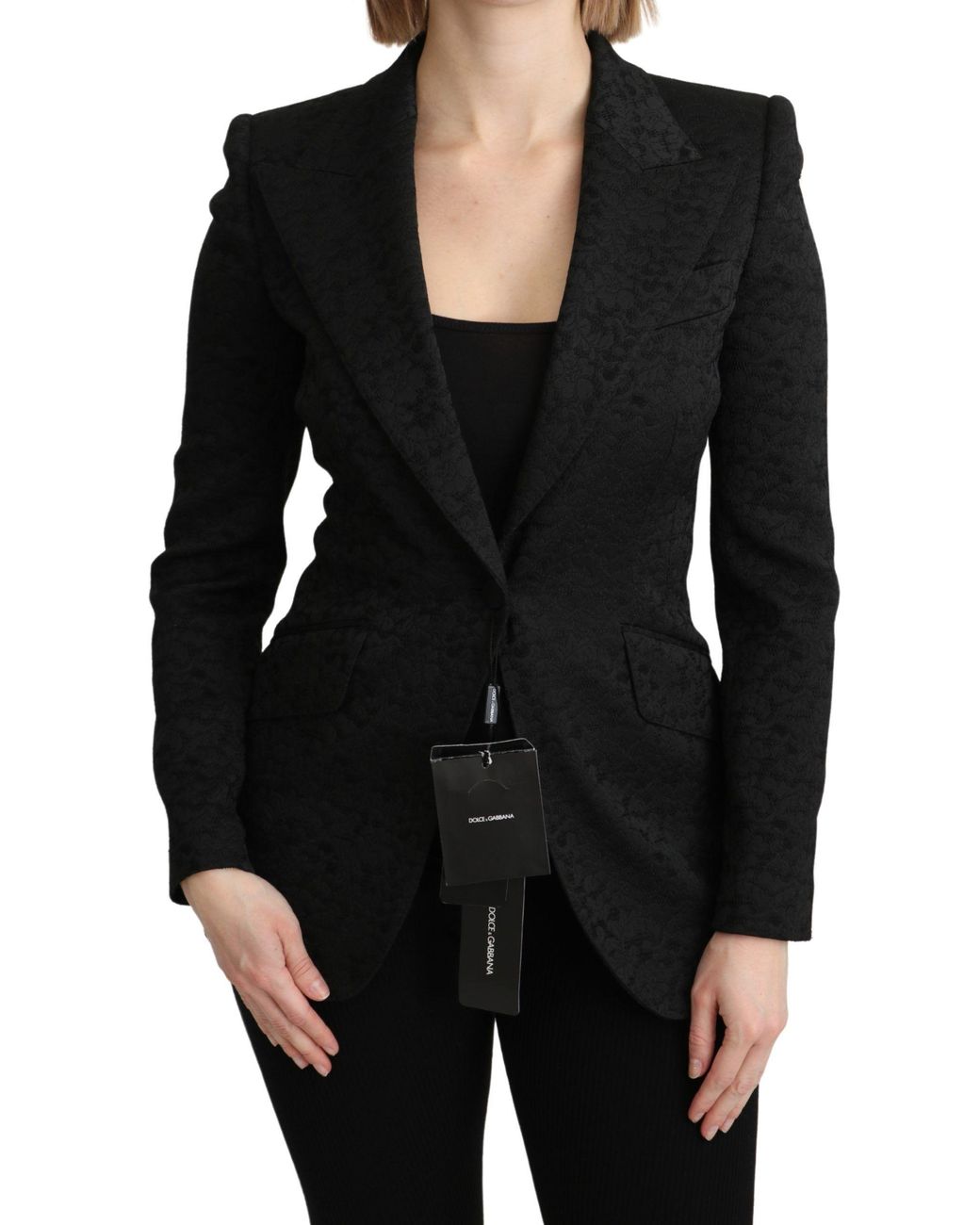 Dolce & Gabbana Dolce Gabbana Black Brocade Single Breasted Blazer Jacket