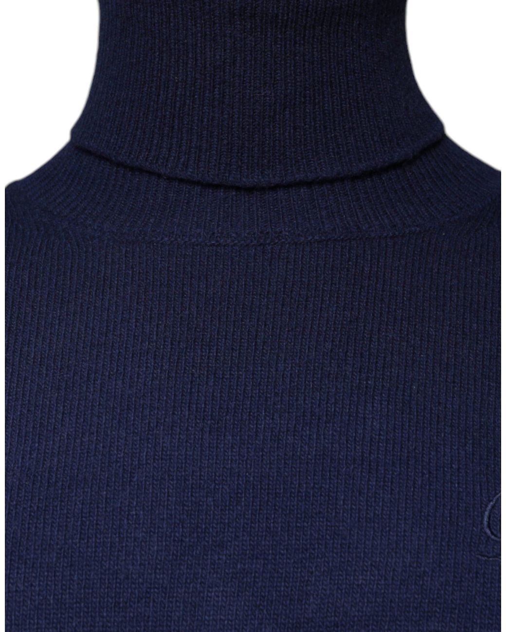 Dolce & Gabbana Blue Wool Knit Turtleneck Pullover Sweater for men