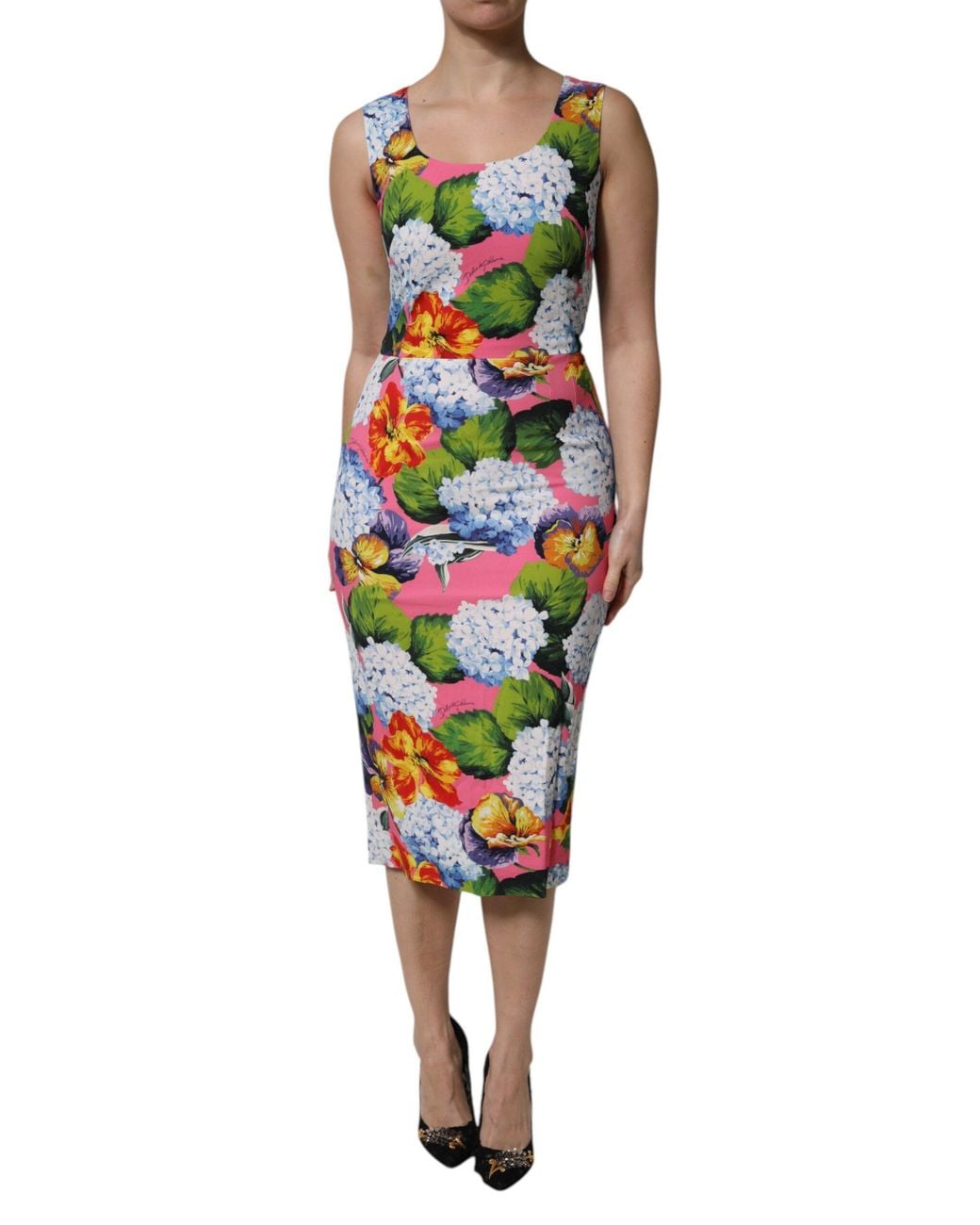 Dolce & Gabbana Multicolor Floral Sleeveless Sheath Dress
