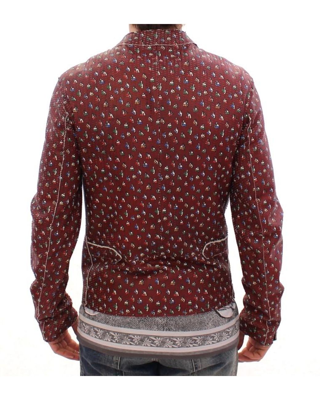 Dolce & Gabbana Red Leather Boxer Print Jacket Coat for men