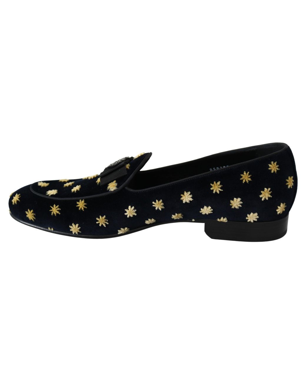 Dolce & Gabbana Black Elegant Velvet Crown Embroidery Loafers for men