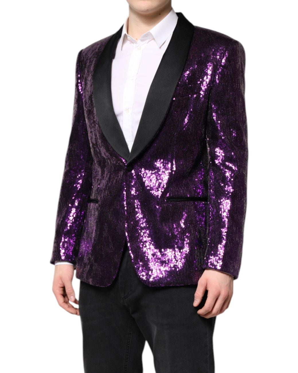 Dolce & Gabbana Blue Sicilia Sequin Embellish Coat Jacket for men