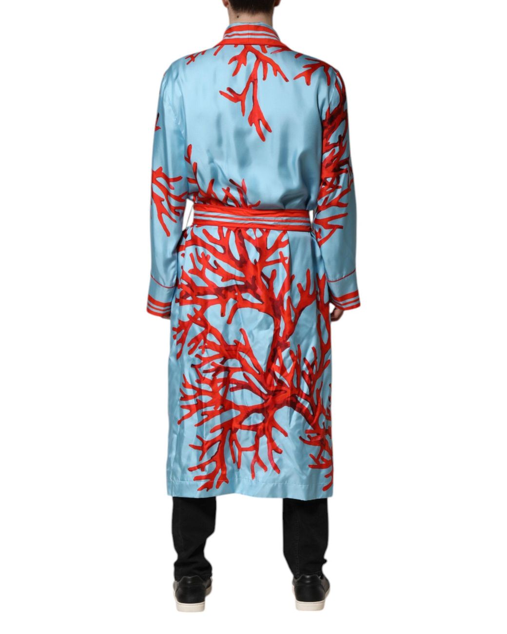 Dolce & Gabbana Red Coral Print Wrap Robe Coat Jacket for men