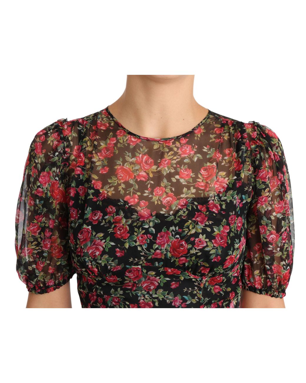 Dolce & Gabbana Black Floral Roses A-Line Shift Gown