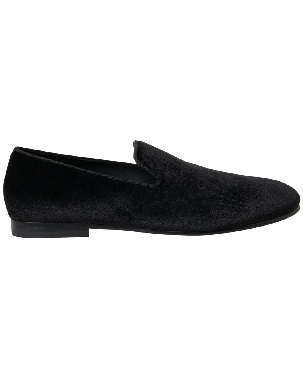 Dolce & Gabbana Black Velvet Loafers Formal Shoes for men