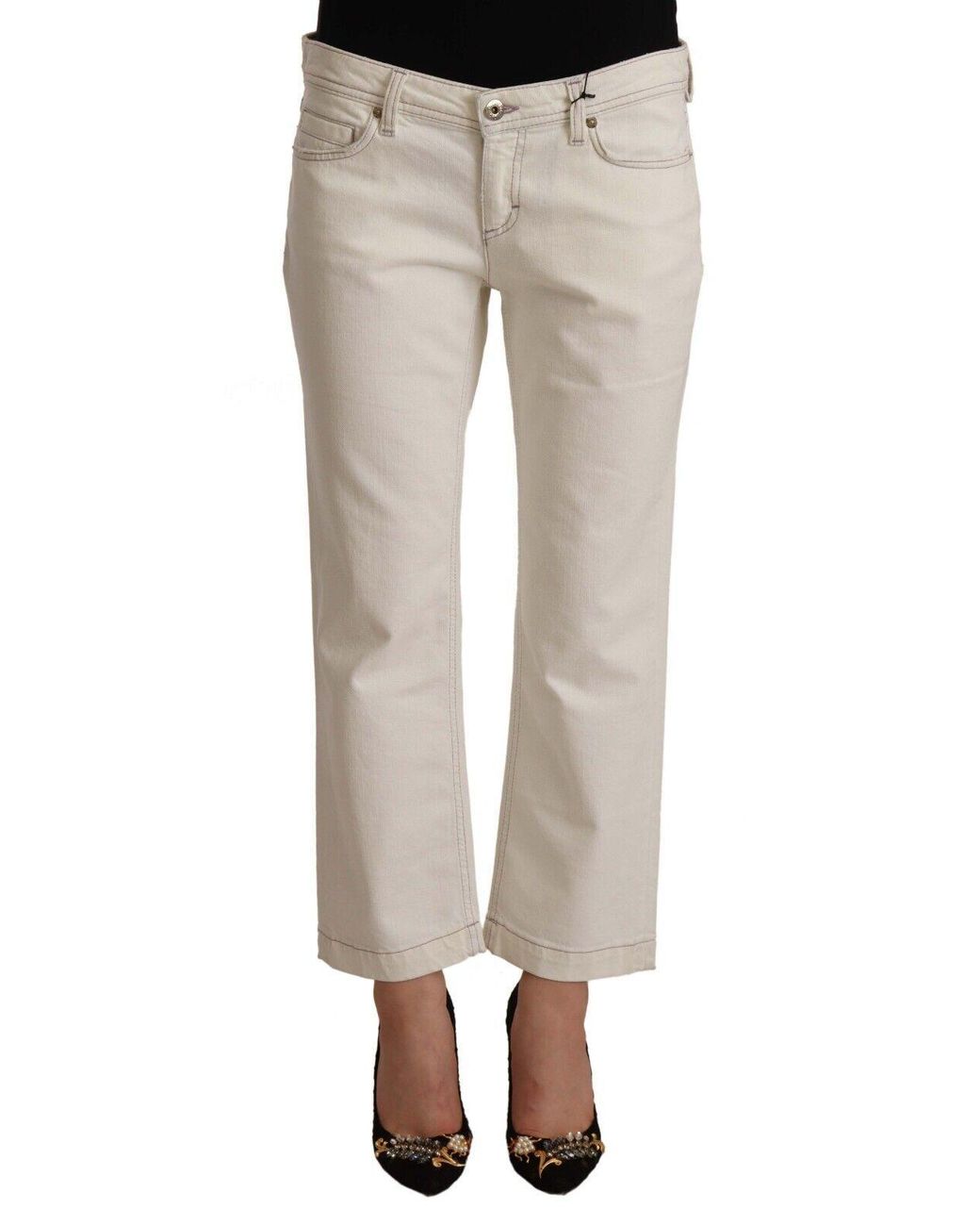 Dolce & Gabbana Black Cotton Flared Cropped Denim Jeans Elastane Clothing