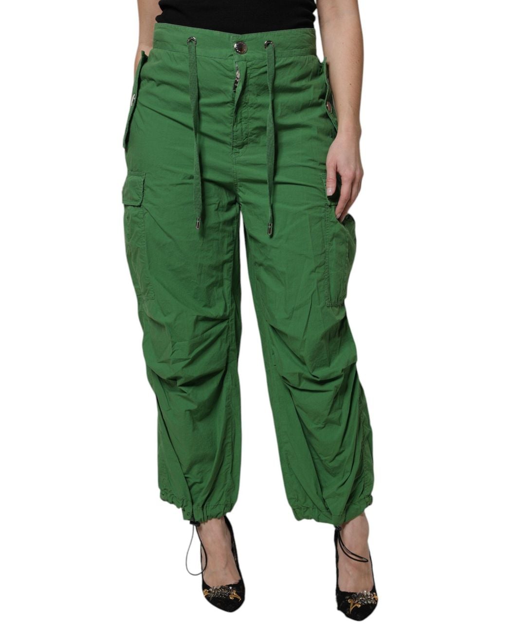 Dolce & Gabbana Green Cotton High Waist Cargo Pants