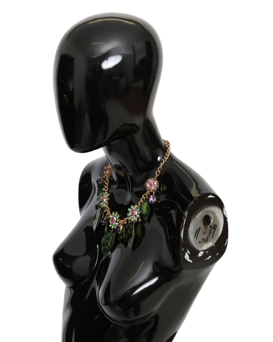 Dolce & Gabbana Multicolor Floral Crystal Charm Gold Brass Statement Necklace