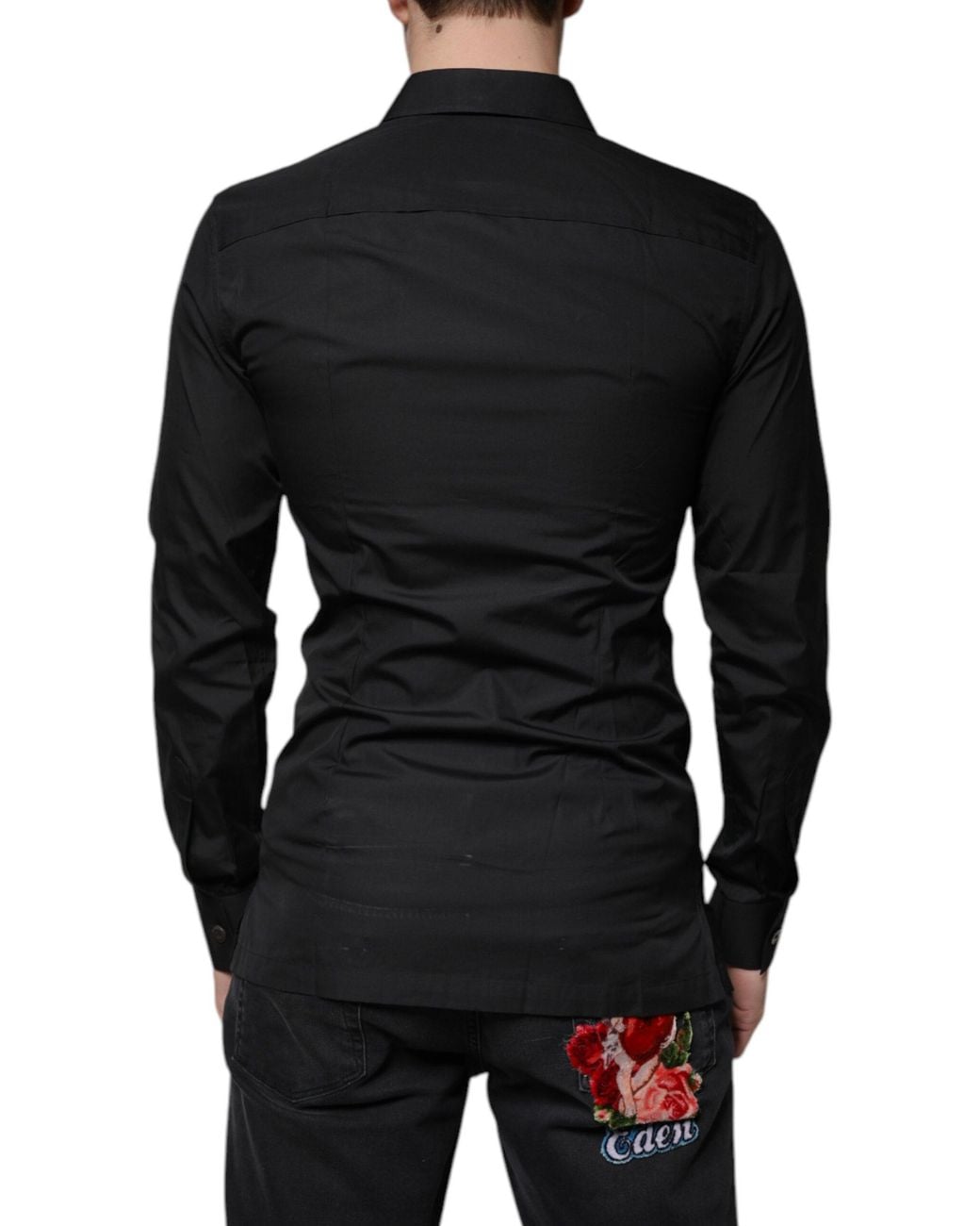Dolce & Gabbana Black Cotton Formal Long Sleeves Dress Shirt for men