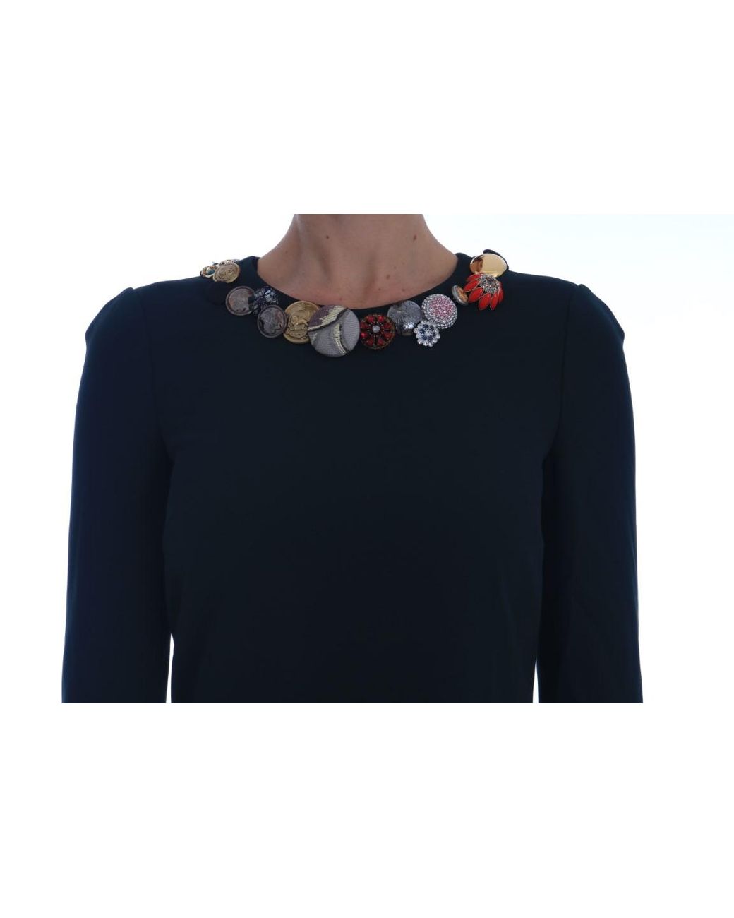 Dolce & Gabbana Black Mini Dress Buttonembellished Style
