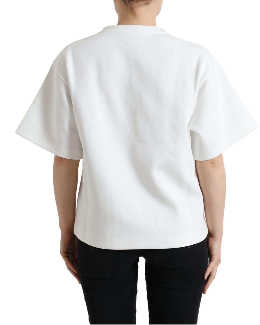 Dolce & Gabbana White T-Shirt Cotton Stretch Hot Crystal