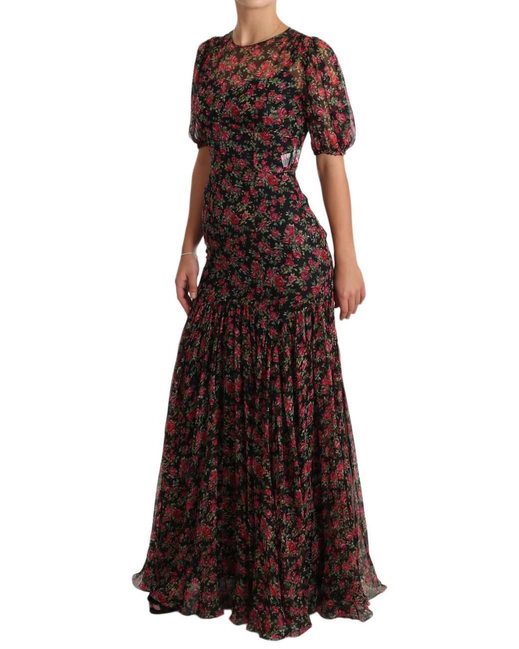 Dolce & Gabbana Black Floral Roses A-Line Shift Gown
