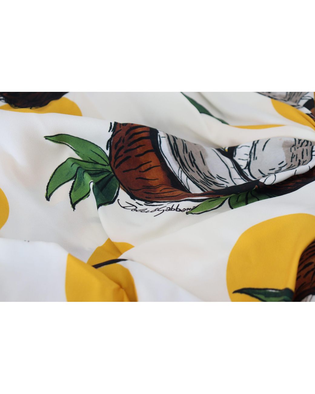 Dolce & Gabbana White Coconut Print Sheath Mini Silk Dress
