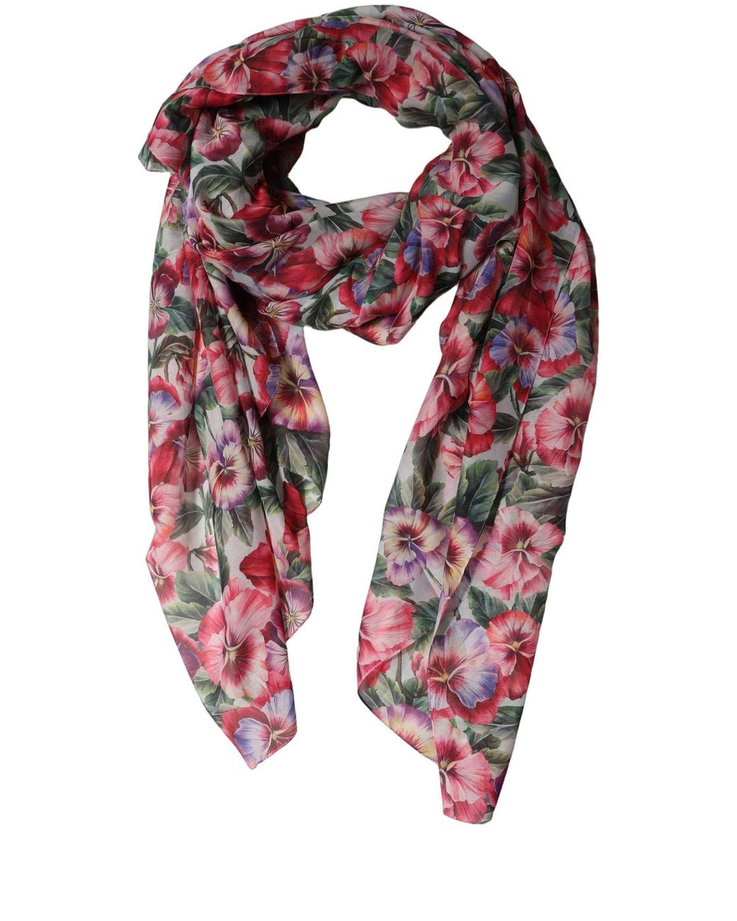 Dolce & Gabbana Red Floral Cotton Lace Stole Scarf