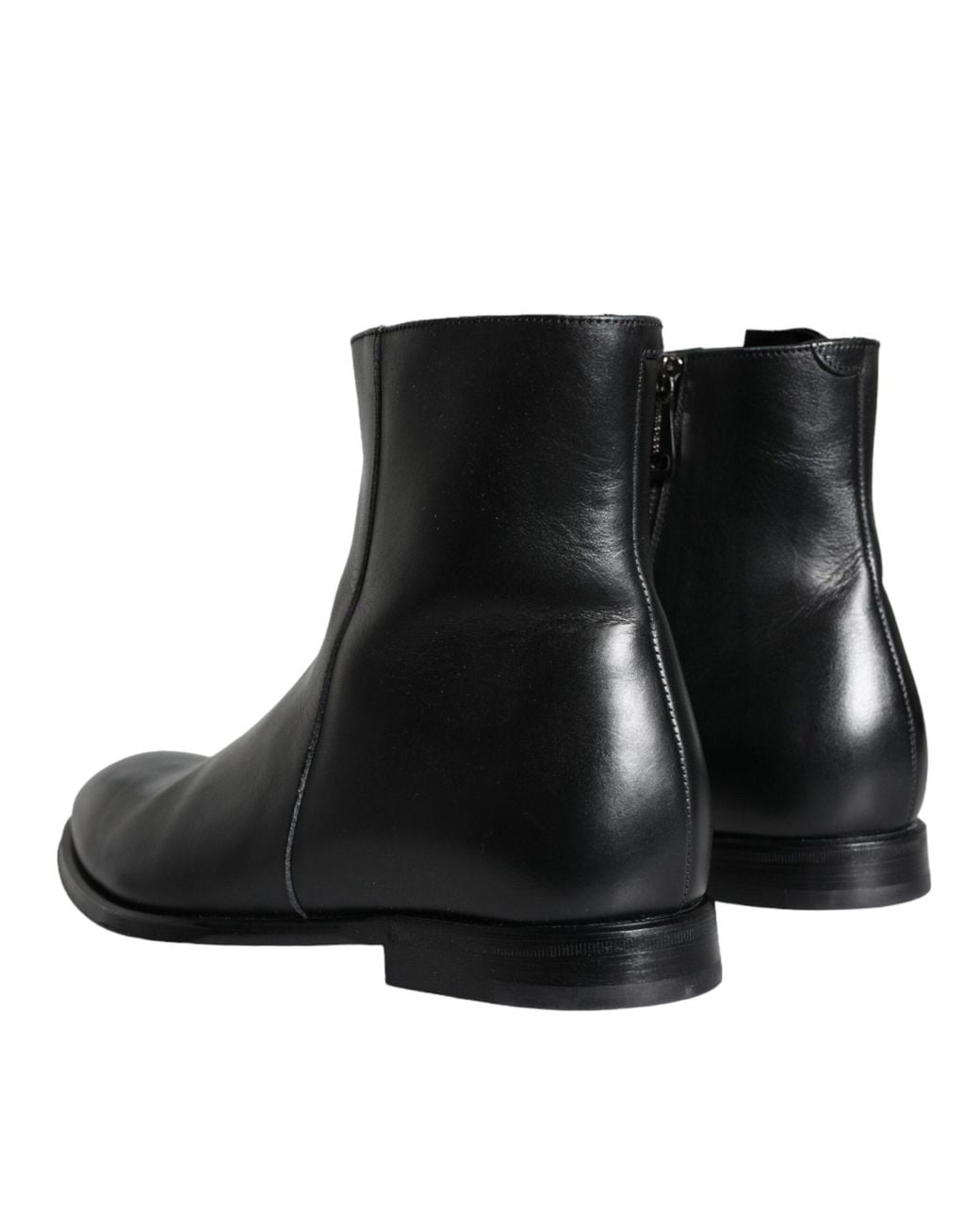 Dolce & Gabbana Black Calf Leather Ankle Boots Shoes for men