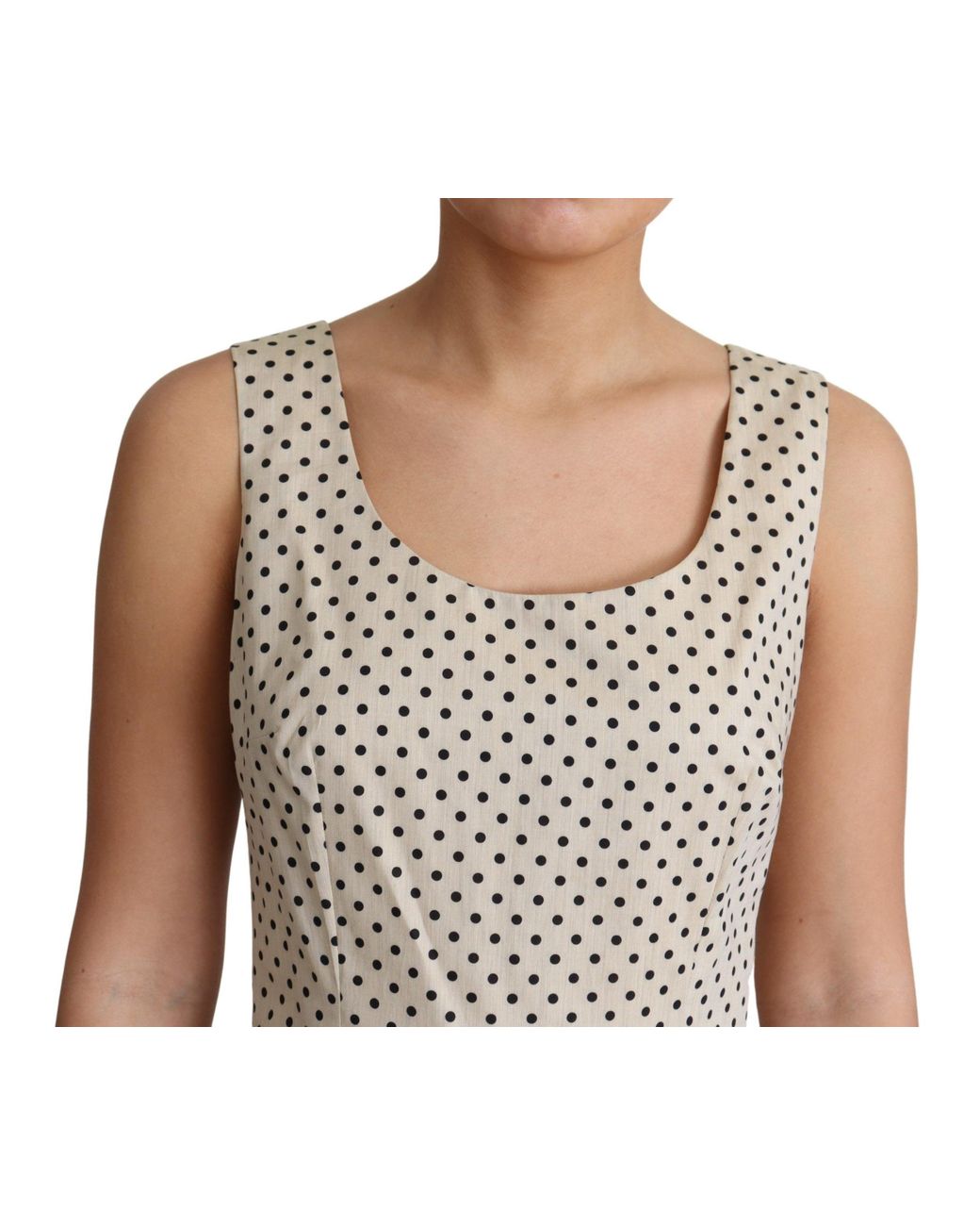 Dolce & Gabbana Natural Elegant Polka Dot Sleeveless A-Line Dress