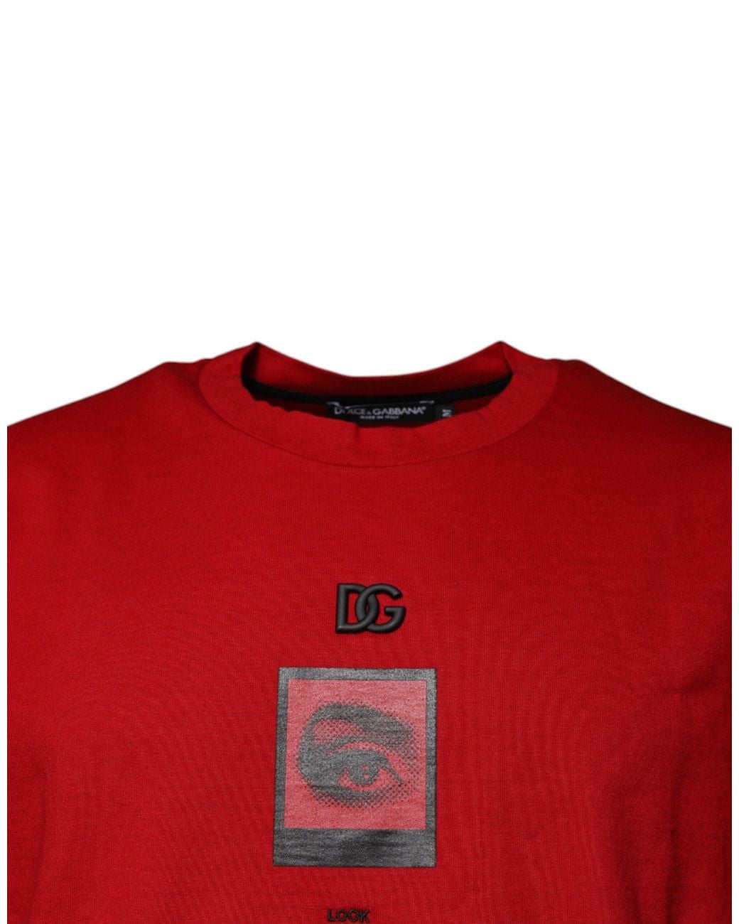 Dolce & Gabbana Red Graphic Tee Short Sleeve Crew Neck for men