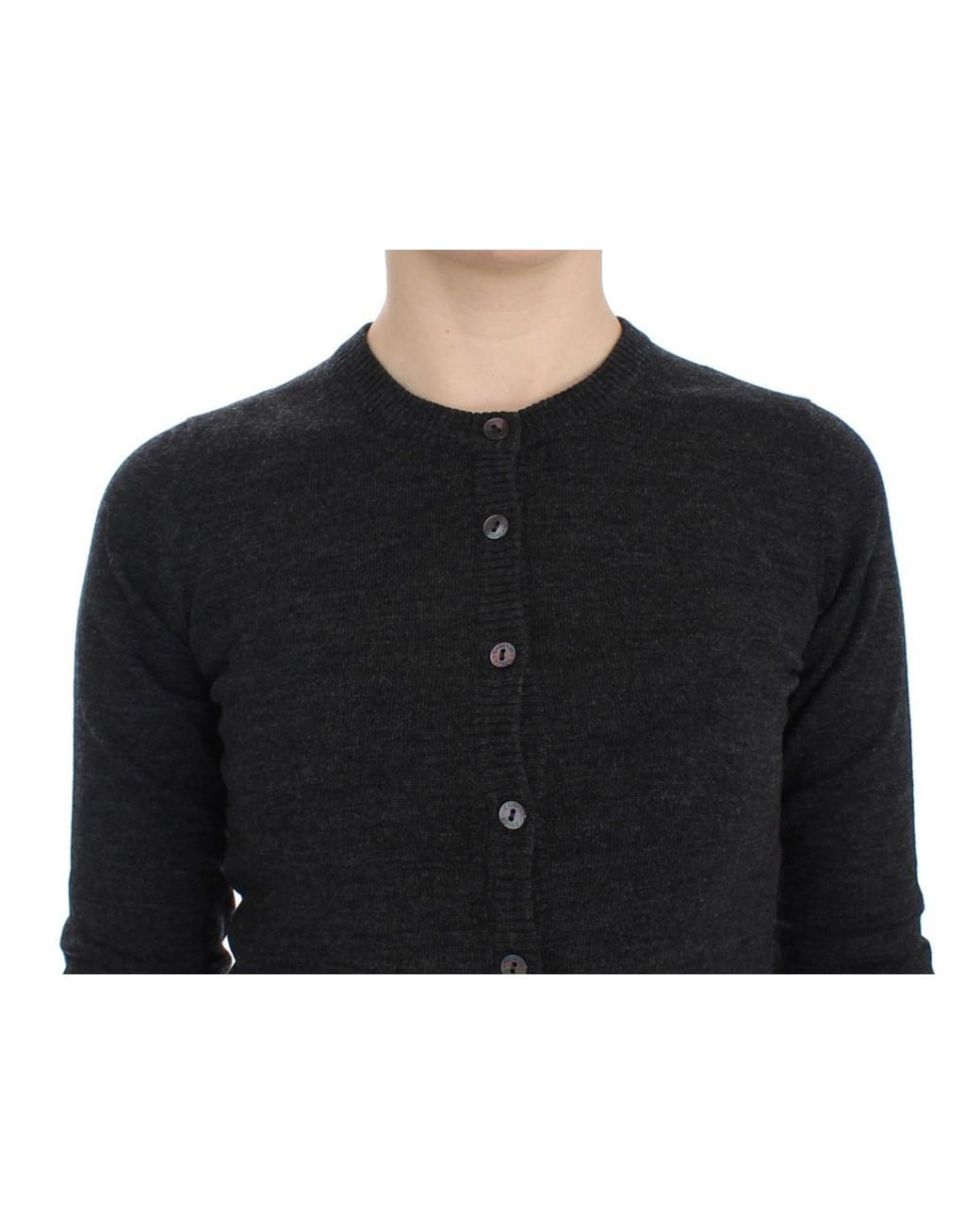 Dolce & Gabbana Black Wool Button Cardigan Sweater
