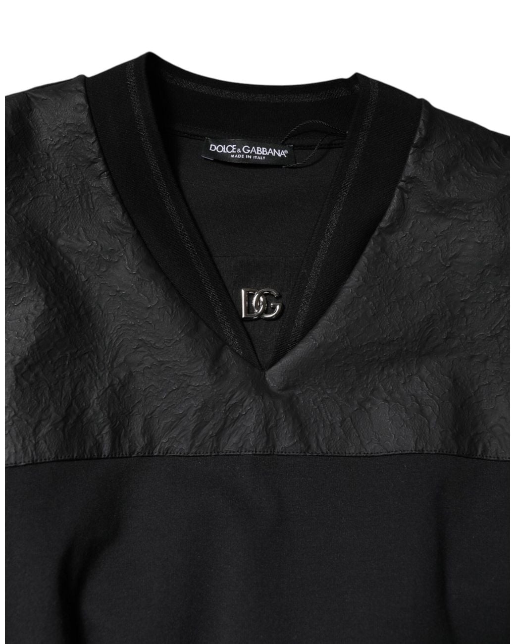 Dolce & Gabbana Black Cotton Short Sleeves V-Neck T-Shirt